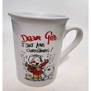 Dear God I Just Love Christmas Coffee Mug Anne Fitzgerald 2008 Christian